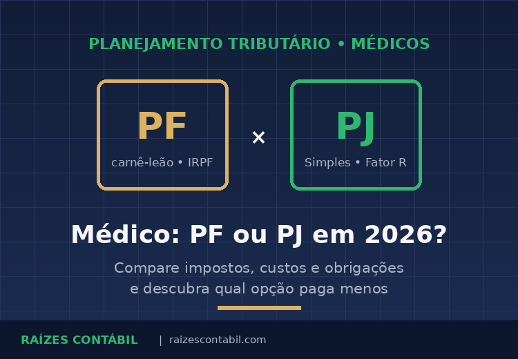 Médico pessoa física ou pessoa jurídica: qual opção paga menos impostos em 2026?